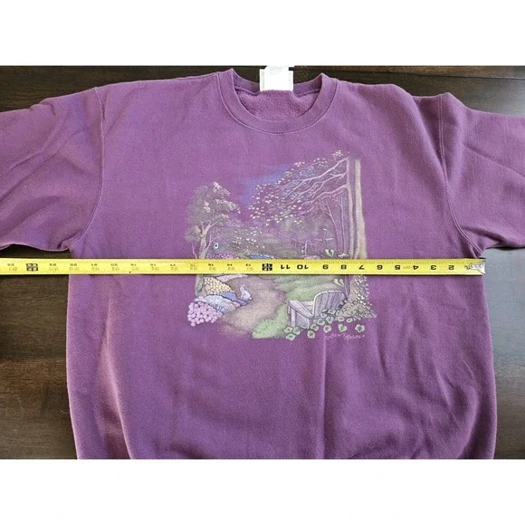Vintage Northern Reflections Sweatshirt Spring Trail Scene Medium Purple - Picture 6 of 8
